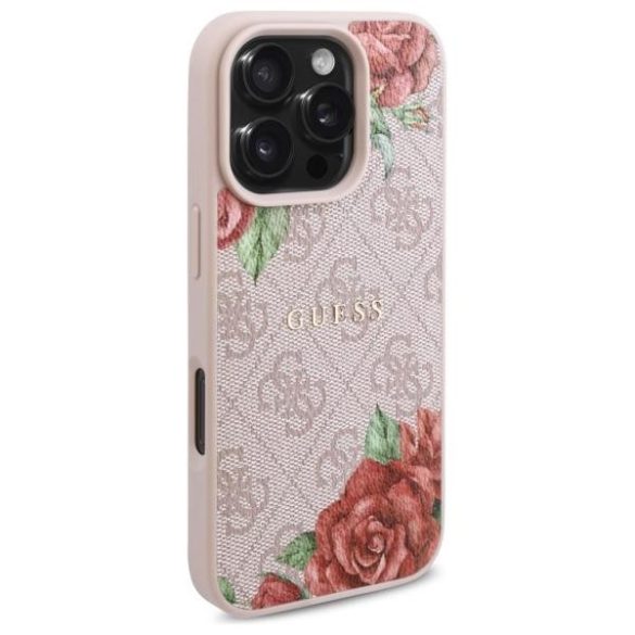 Guess GUHMP16XP4ROPEMCP 4G Flowers Print MagSafe-kompatibilis tok iPhone 16 Pro Max - rózsaszín