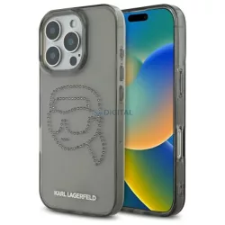   Karl Lagerfeld KLHCP16XHKHDCELK IML Rhinestones Karl Head tok iPhone 16 Pro Max - fekete