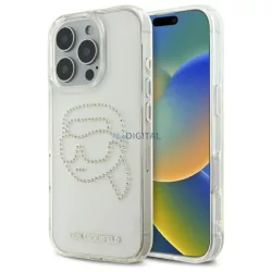   Karl Lagerfeld KLHCP16XHKHDCELT IML Rhinestones Karl Head tok iPhone 16 Pro Max - átlátszó