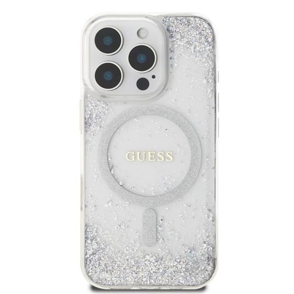 Guess GUHMP16XRGRGES Resin Gradient Glitter MagSafe-kompatibilis tok iPhone 16 Pro Max - ezüst színű