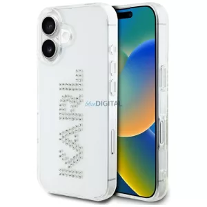Karl Lagerfeld IML strasszos logós tok iPhone 16, átlátszó