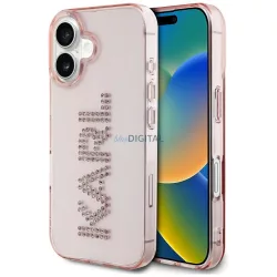   Karl Lagerfeld IML strasszos logós tok iPhone 16, rózsaszín