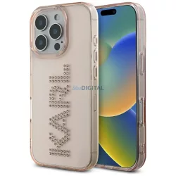   Karl Lagerfeld IML strasszos logós tok iPhone 16 Pro, rózsaszín