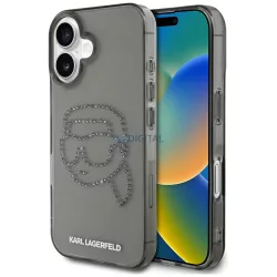   Karl Lagerfeld IML strasszos „Karl Head” tok iPhone 16, fekete