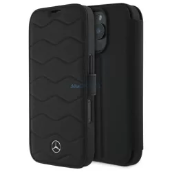   Mercedes MEBKP16X23RWRSK MB Waves Leather könyvtok iPhone 16 Pro MAX - fekete