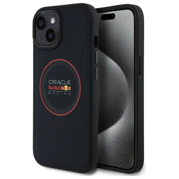 Red Bull RBHMP15S24PUILVR Leather Red Ring MagSafe-kompatibilis tok iPhone 15 - sötétkék