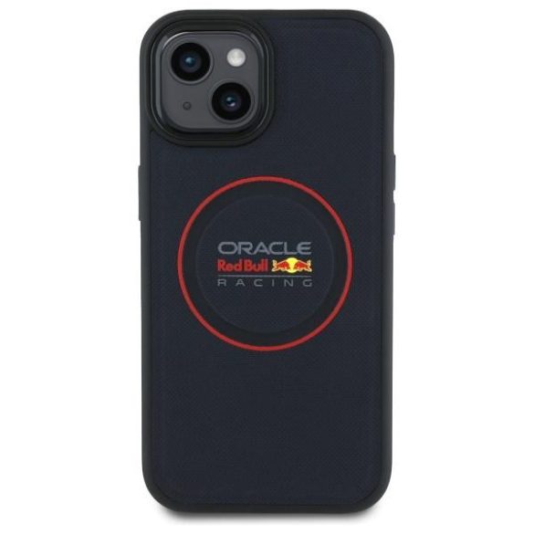 Red Bull RBHMP15S24PUILVR Leather Red Ring MagSafe-kompatibilis tok iPhone 15 - sötétkék