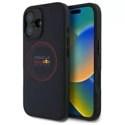   Red Bull RBHMP16M24PUILVR Leather Red Ring MagSafe-kompatibilis tok iPhone 16 Plus - sötétkék