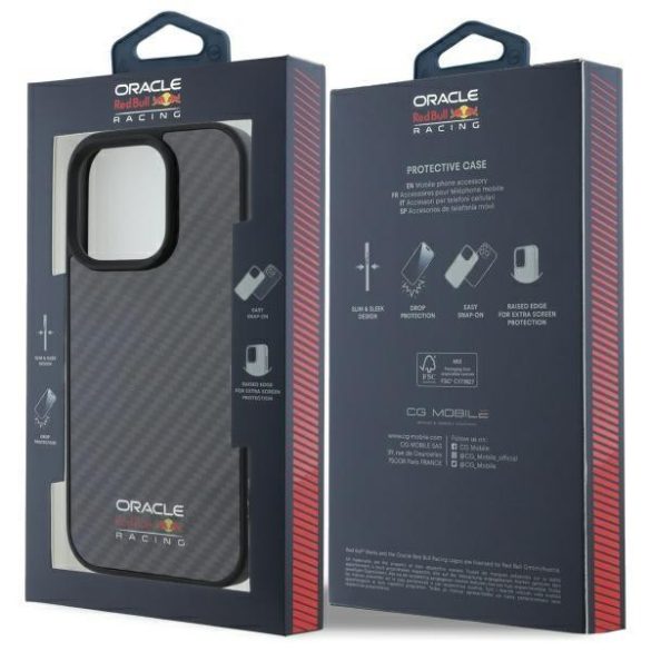 Red Bull RBHMP16X24CFILSK Carbon Fiber Shiny Logo MagSafe-kompatibilis tok iPhone 16 Pro Max - fekete