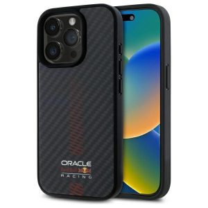 Red Bull RBHMP15L24CFGSMK Carbon Fiber Power Bar MagSafe-kompatibilis tok iPhone 15 Pro - fekete