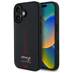 Red Bull RBHMP16M24CFGSMK Carbon Fiber Power Bar MagSafe-kompatibilis tok iPhone 16 Plus - fekete
