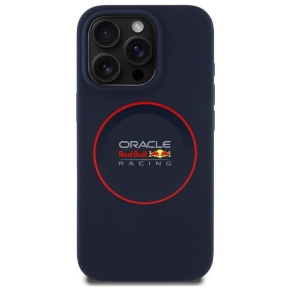 Red Bull RBHMP15L24SIILVR Silicone Red Ring MagSafe-kompatibilis tok iPhone 15 Pro - sötétkék