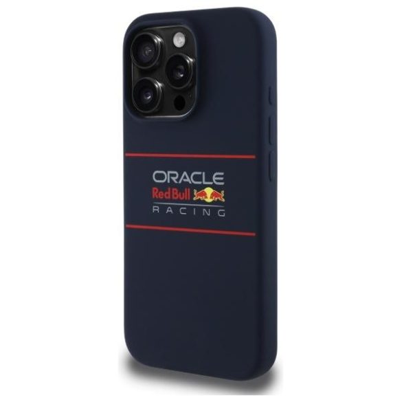 Red Bull RBHMP15L24SIHSRV Silicone Horizontal Logo MagSafe-kompatibilis tok iPhone 15 Pro - sötétkék