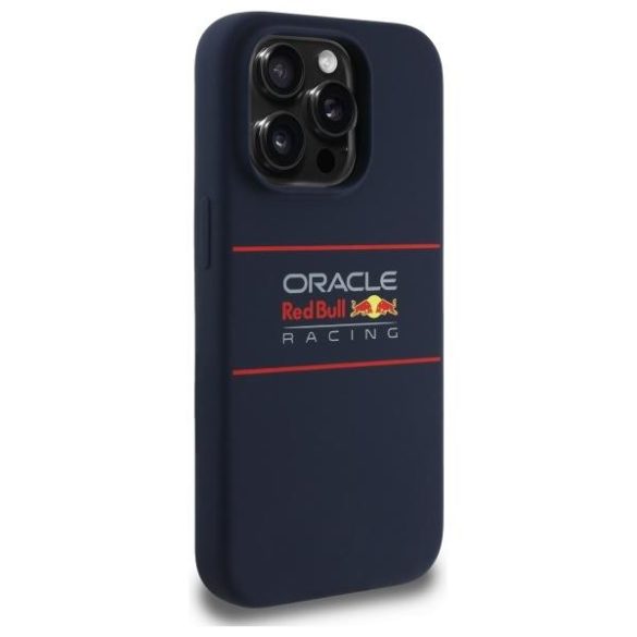 Red Bull RBHMP15L24SIHSRV Silicone Horizontal Logo MagSafe-kompatibilis tok iPhone 15 Pro - sötétkék