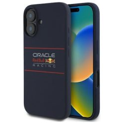   Red Bull RBHMP16S24SIHSRV Silicone Horizontal Logo MagSafe-kompatibilis tok iPhone 16 - sötétkék