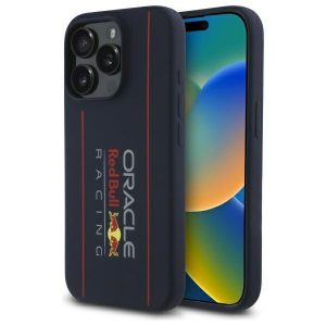 Red Bull RBHMP15L24SIOLRV Silicone Vertical Logo MagSafe-kompatibilis tok iPhone 15 Pro - sötétkék