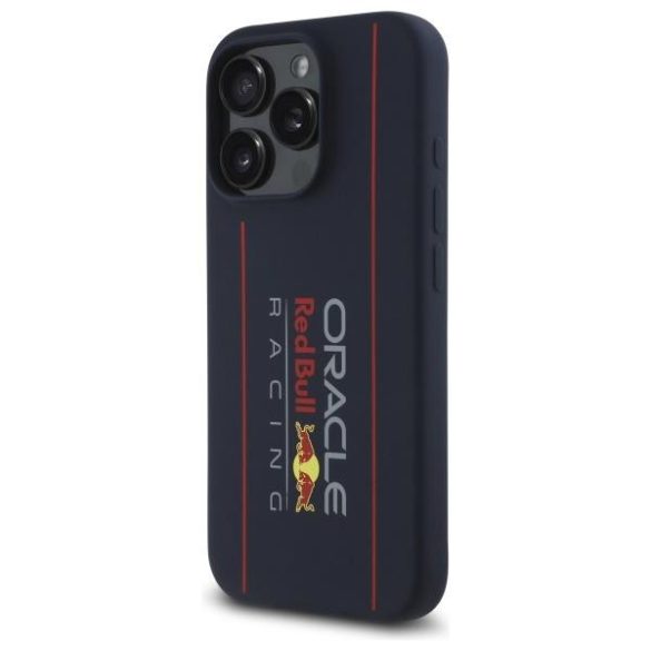 Red Bull RBHMP15L24SIOLRV Silicone Vertical Logo MagSafe-kompatibilis tok iPhone 15 Pro - sötétkék