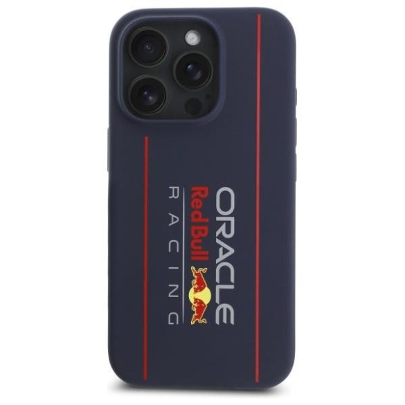 Red Bull RBHMP15L24SIOLRV Silicone Vertical Logo MagSafe-kompatibilis tok iPhone 15 Pro - sötétkék