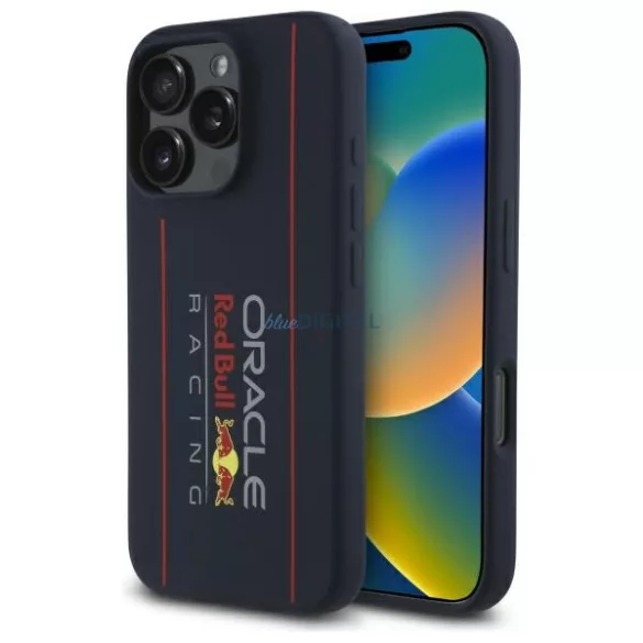 Red Bull RBHMP16X24SIOLRV Silicone Vertical Logo MagSafe-kompatibilis tok iPhone 16 Pro Max - sötétkék