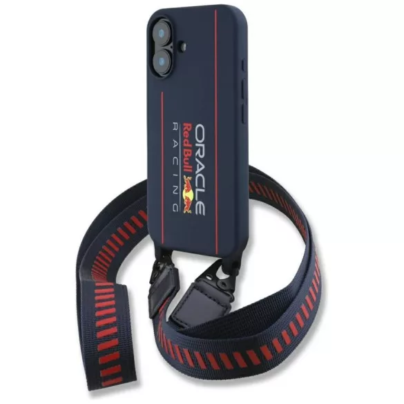 Red Bull RBHMP16S24SISOLRV iPhone 16 6.1" keménytok szilikon pánt és függőleges logó MagSafe navy
