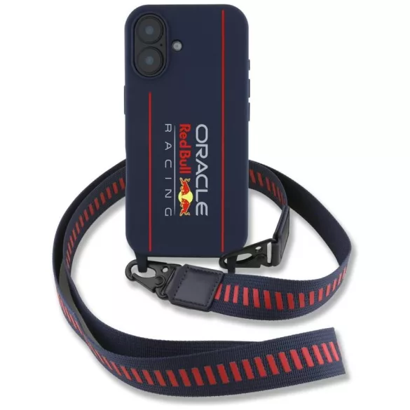 Red Bull RBHMP16S24SISOLRV iPhone 16 6.1" keménytok szilikon pánt és függőleges logó MagSafe navy