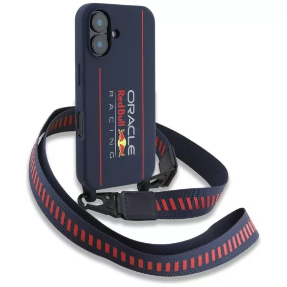 Red Bull RBHMP16S24SISOLRV iPhone 16 6.1" keménytok szilikon pánt és függőleges logó MagSafe navy