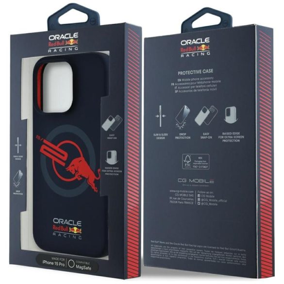 Red Bull RBHMP15L24SIOLVR HC Silicone ORBR20 Logo Red Lining MagSafe-kompatibilis tok iPhone 15 Pro - piros