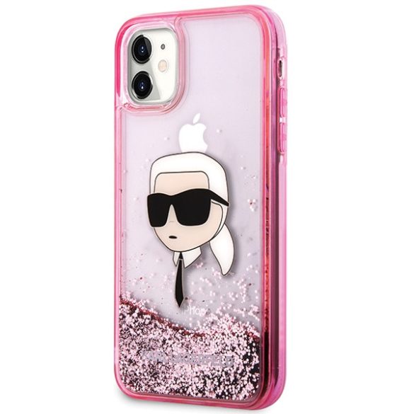 Karl Lagerfeld KLHCN61LNKHCP Glitter Karl Head keménytok iPhone 11 - rózsaszín