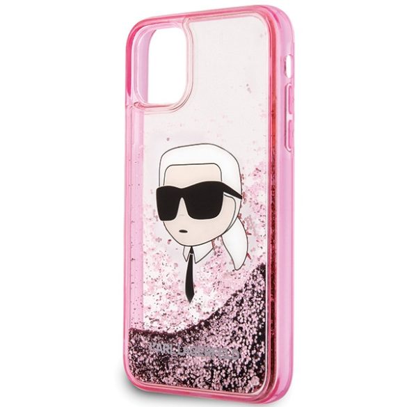 Karl Lagerfeld KLHCN61LNKHCP Glitter Karl Head keménytok iPhone 11/ XR - rózsaszín