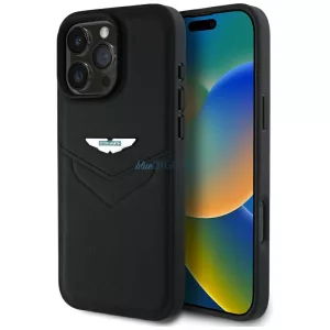 Aston Martin ASHCP16LPVIK HC Leather Victory Design tok iPhone 16 Pro - fekete