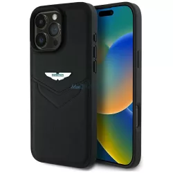   Aston Martin ASHCP16XPVIK HC Leather Victory Design tok iPhone 16 Pro Max - fekete
