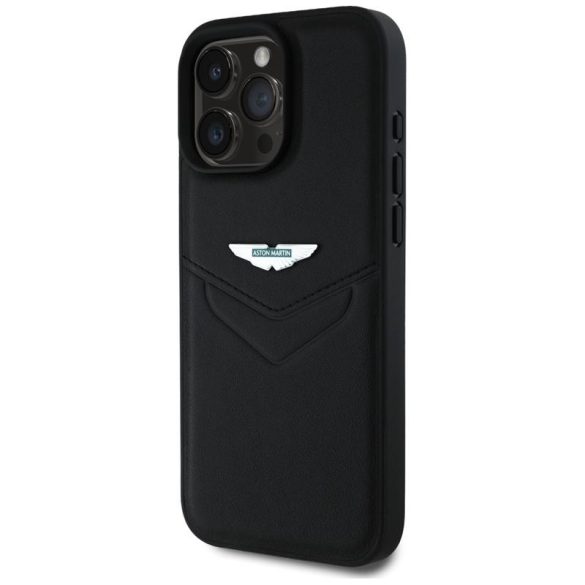 Aston Martin ASHCP16XPVIK HC Leather Victory Design tok iPhone 16 Pro Max - fekete