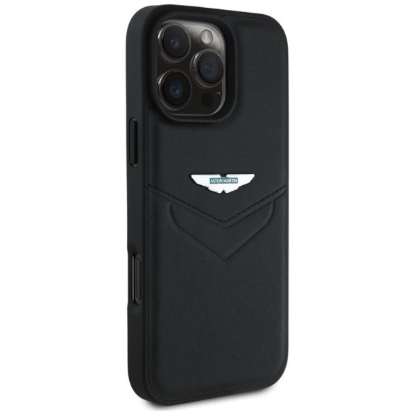 Aston Martin ASHCP16XPVIK HC Leather Victory Design tok iPhone 16 Pro Max - fekete