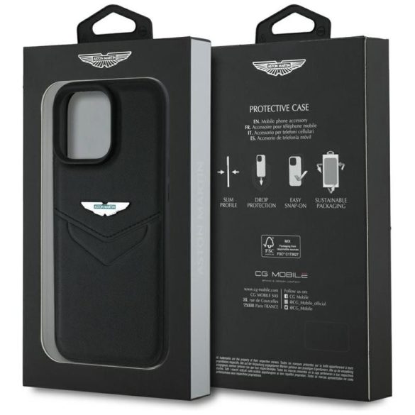 Aston Martin ASHCP16XPVIK HC Leather Victory Design tok iPhone 16 Pro Max - fekete