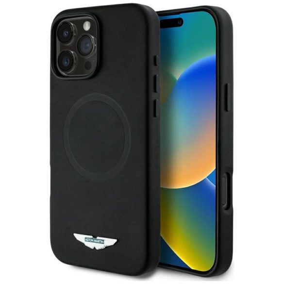 Aston Martin ASHMP16XPLOK HC FW Logo MagSafe-kompatibilis tok iPhone 16 Pro Max - fekete