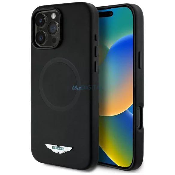 Aston Martin ASHMP16XPLOK HC FW Logo MagSafe-kompatibilis tok iPhone 16 Pro Max - fekete