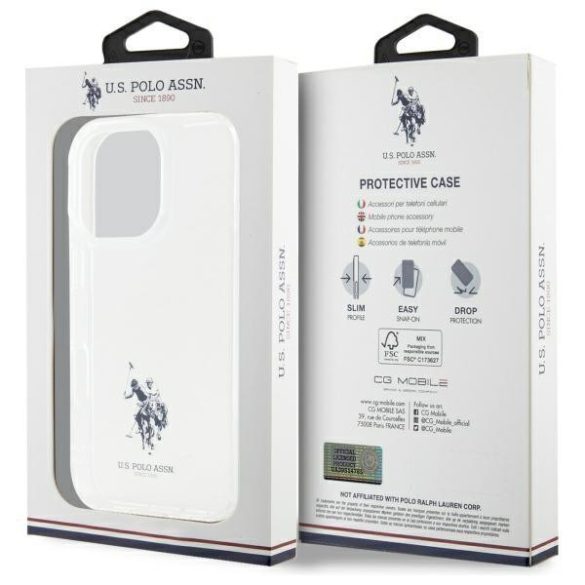 U.S. Polo Assn. USHCP15XUSMT IML Printed Double Horse Logo tok iPhone 15 Pro Max - átlátszó