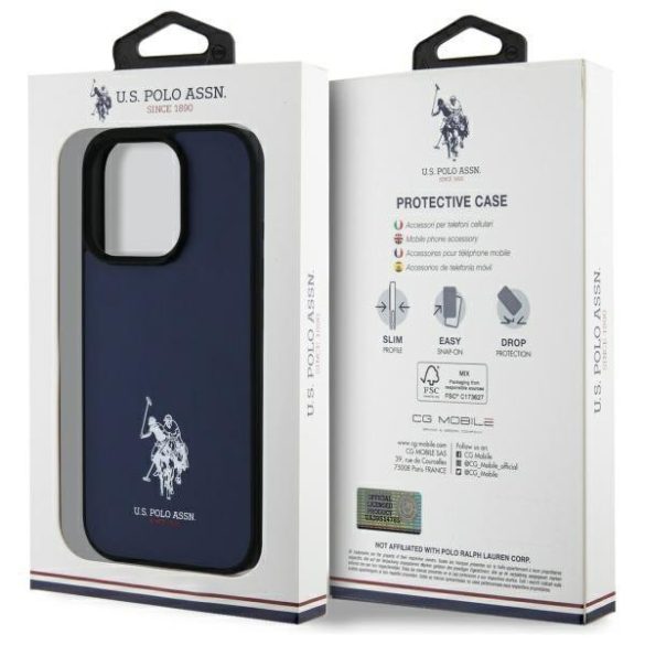 U.S. Polo Assn. USHCP15XPGEV Leather Embroidered DH Color tok iPhone 15 Pro Max - sötétkék