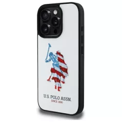  U.S. Polo Assn. USHCP15XPUSH Leather Big DH American Flag tok iPhone 15 Pro Max - fehér