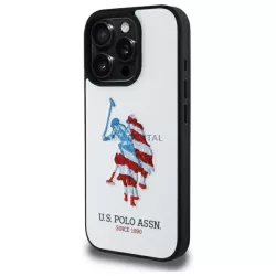   U.S. Polo Assn. USHCP15XPUSH Leather Big DH American Flag tok iPhone 15 Pro Max - fehér