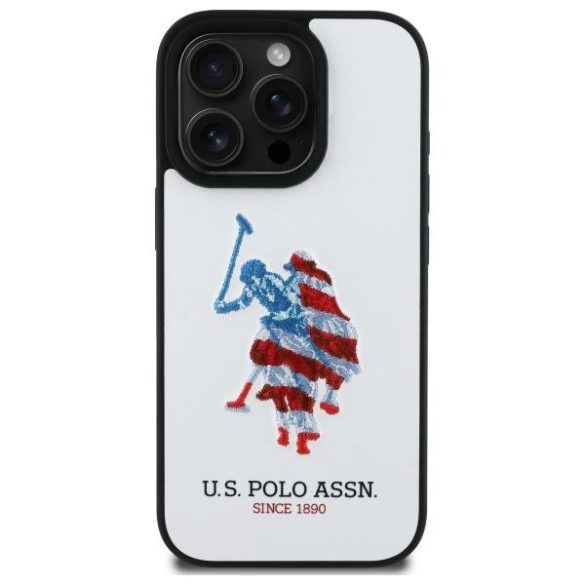 U.S. Polo Assn. USHCP15XPUSH Leather Big DH American Flag tok iPhone 15 Pro Max - fehér