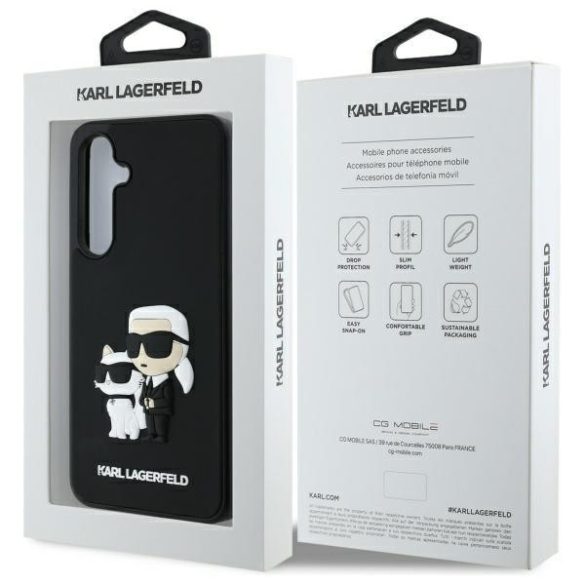 Karl Lagerfeld KLHCS24FE3DRKCNK 3D Rubber Karl&Choupette tok Samsung Galaxy S24 FE - fekete