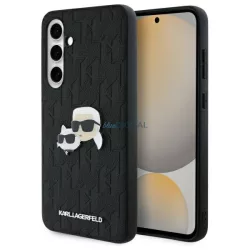  Karl Lagerfeld KLHCS24FEPGKLKCPK Monogram Karl&Chaoupette Head Pin keménytok Samsung Galaxy S24 FE - fekete