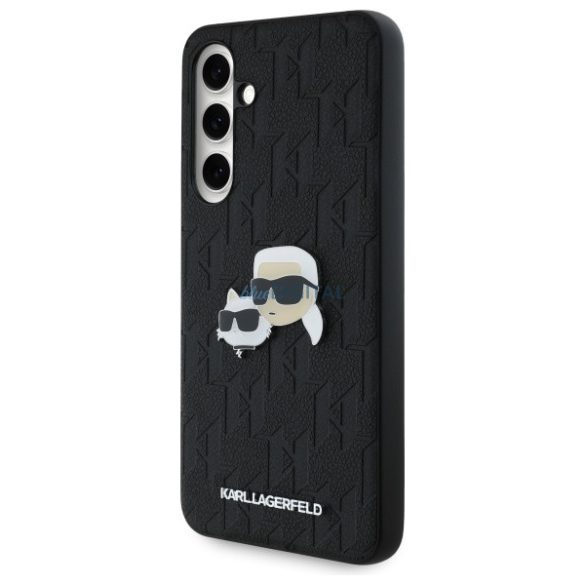 Karl Lagerfeld KLHCS24FEPGKLKCPK Monogram Karl&Chaoupette Head Pin keménytok Samsung Galaxy S24 FE - fekete