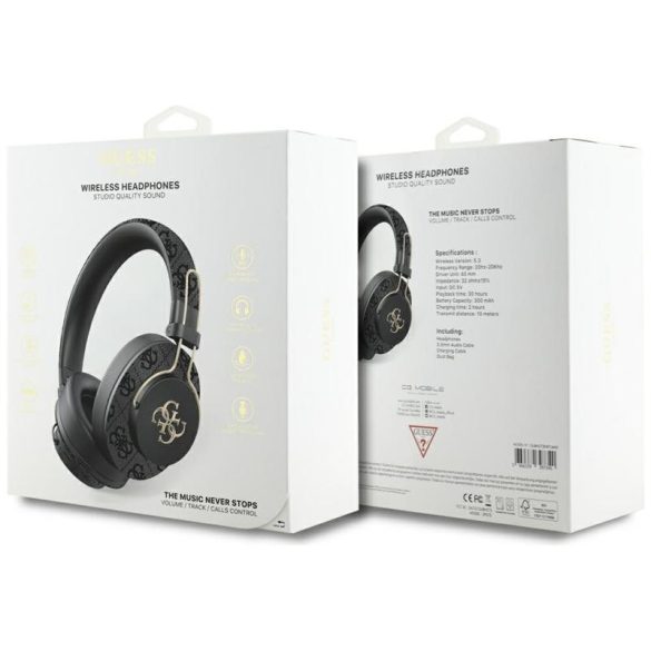Guess GUBHS72P4FC4MK Metal 4G Logo Bluetooth vezeték nélküli fejhallgató ENC - fekete