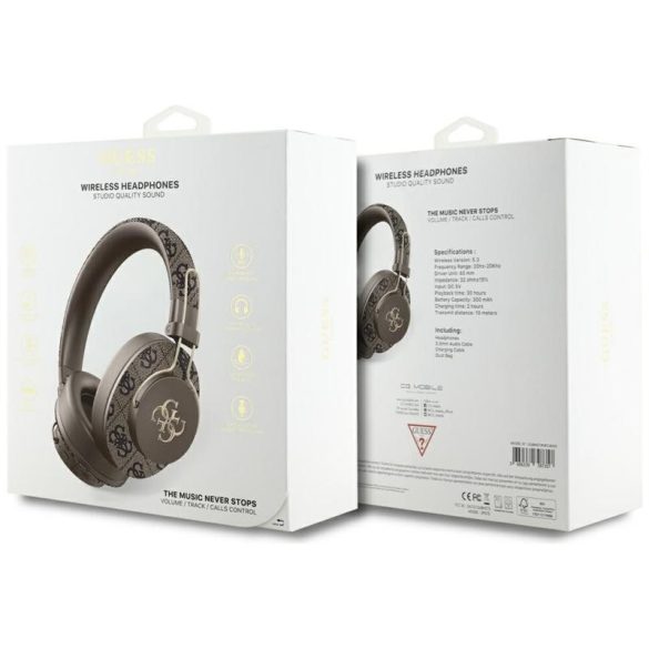 Guess GUBHS72P4FC4MW Metal 4G Logo Bluetooth vezeték nélküli fejhallgató ENC - barna