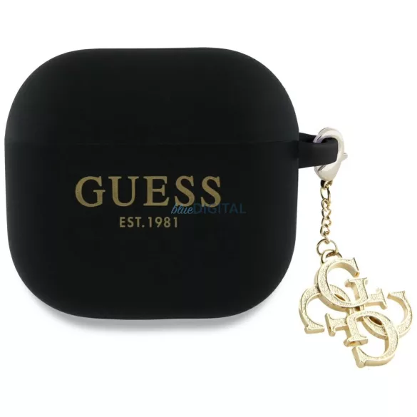 Guess GUA4LECG4K Silicone 4G Charm tok AirPods 4 - fekete