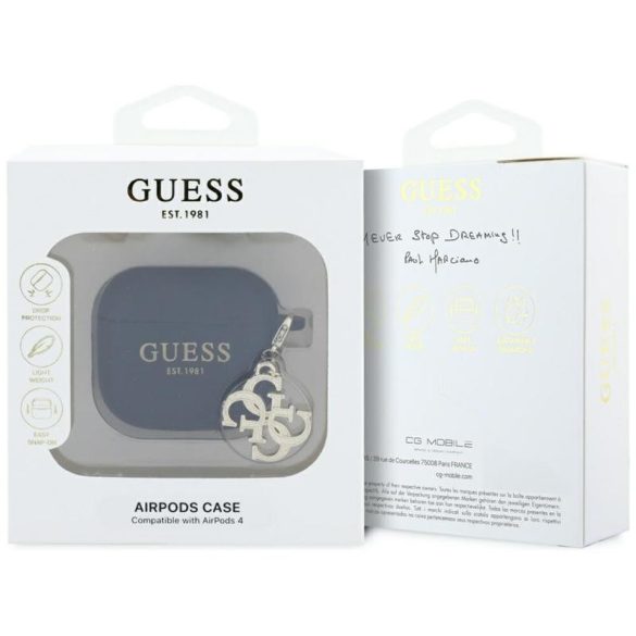 Guess GUA4LECG4K Silicone 4G Charm tok AirPods 4 - fekete