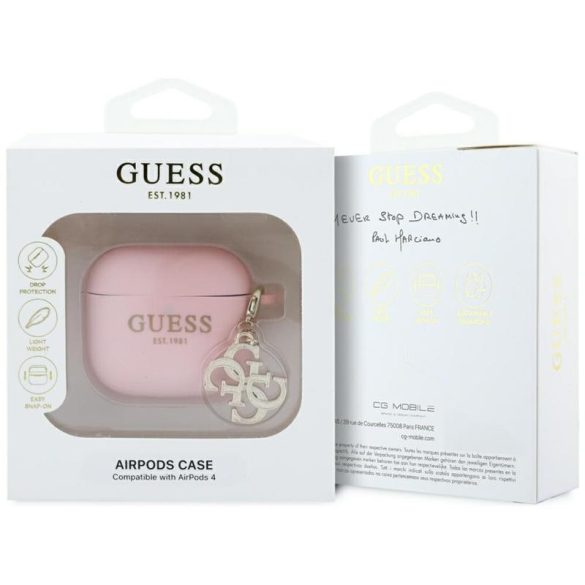Guess GUA4LECG4P Silicone 4G Charm tok AirPods 4 - rózsaszín