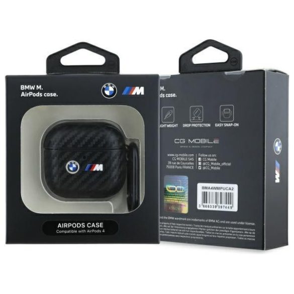 BMW BMA4WMPUCA2 Carbon Double Metal Logo tok AirPods 4 - fekete